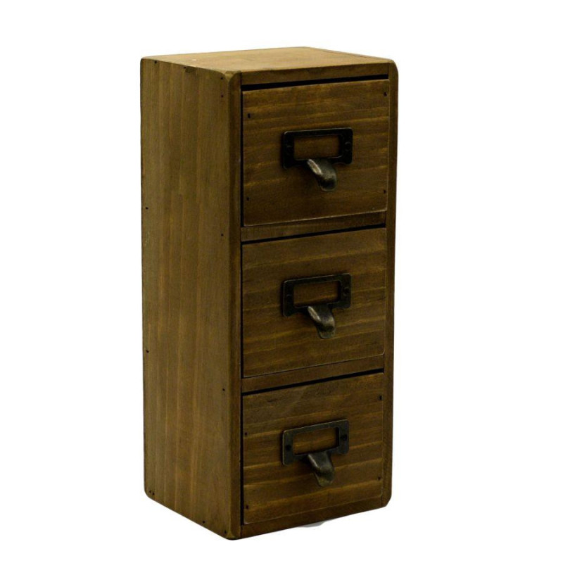 Portatutto legno rettangolare 3 cassetti 11,5x10xH27 cm pratico