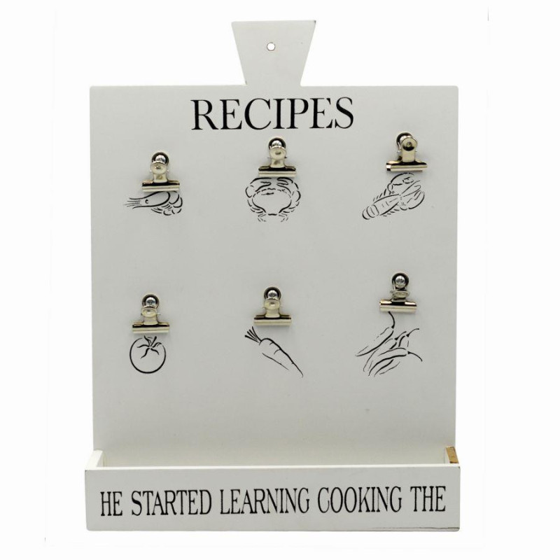 Portamemo legno bianco con mensola 30x6,5xH40 cm pratico moderno