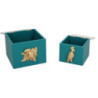 Scatola legno 1/2 verde foglie rettangolare 12x13xH10,5 cm
