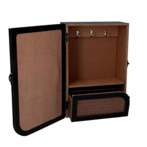 Zoom Portachiavi cancelletto legno 3 ganci nero rettangolare cm 20x9,5x29