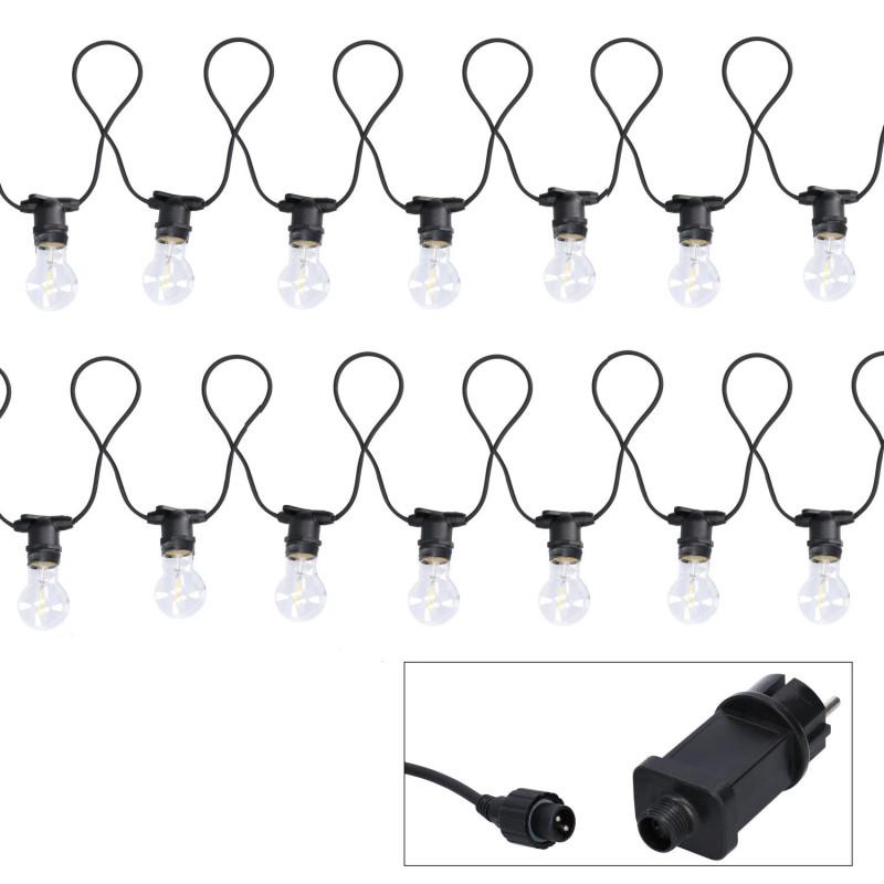 Catena 5m 10 lampadine vetro luce bianco caldo esterno