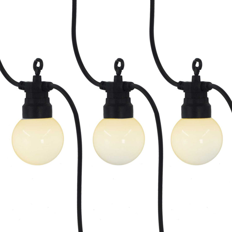 Catena plastica 5m 10 lampadine bianco caldo opaco decorativa