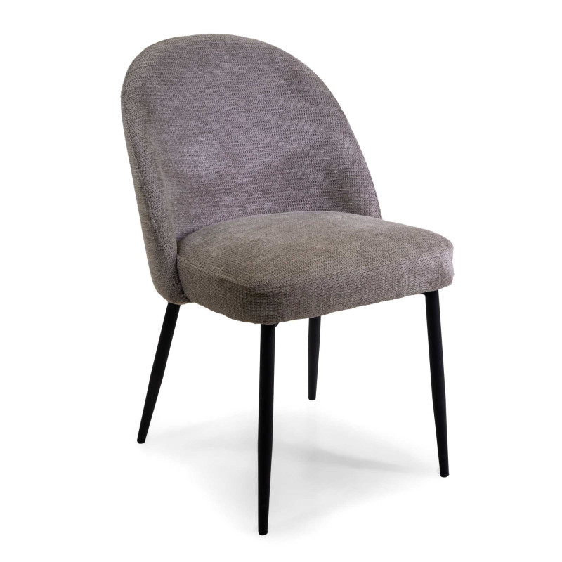 Sedia tessuto grigio struttura nera 60x50,5xH79,5 cm moderna