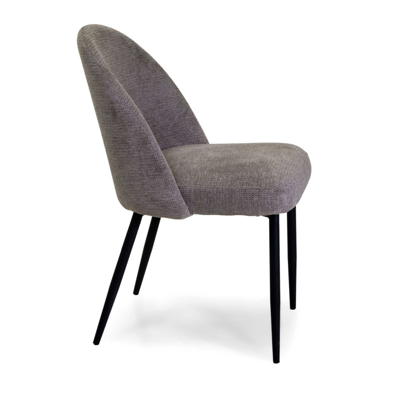 Sedia tessuto grigio struttura nera 60x50,5xH79,5 cm moderna