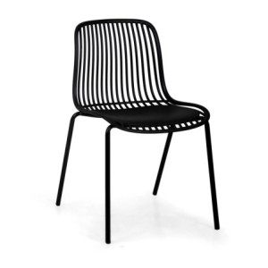 Sedia polipropilene Coraline nero gambe metallo 46,5x54x83 cm