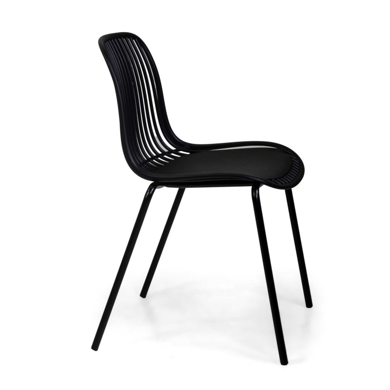 Sedia polipropilene Coraline nero gambe metallo 46,5x54x83 cm