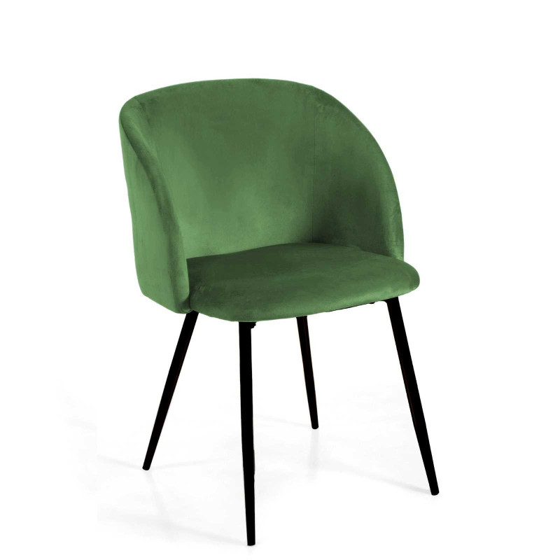 Poltrona velluto Ruby verde struttura nera 56,5x54xH46/81 cm