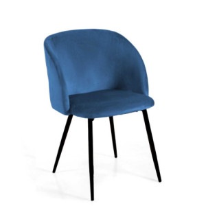 Poltrona velluto Ruby blu struttura nera 56,5x54xh46/81 moderna