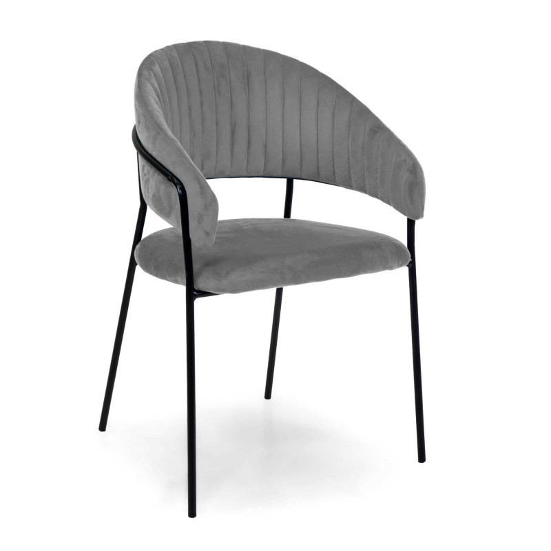 Poltrona velluto Chloe grigio 59x51x49 cm elegante moderna