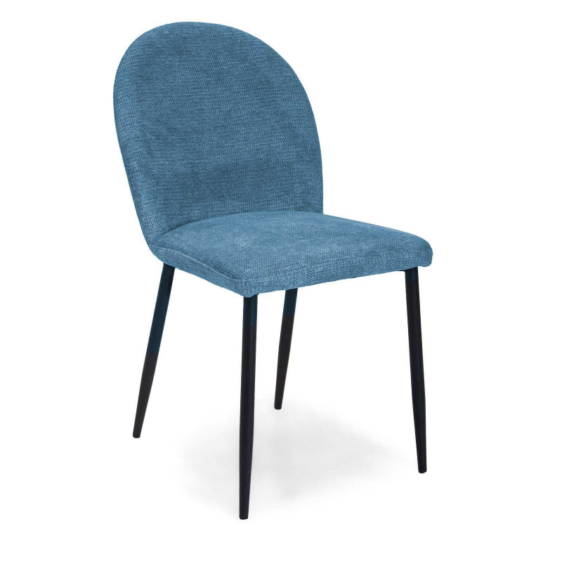 Sedia tessuto blu ottanio struttura nera moderna imbottita