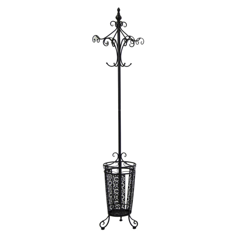 Attaccapanni a stelo metallo nero con portaombrelli 30x30x185 cm