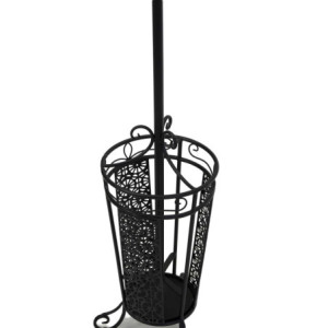 Zoom Attaccapanni a stelo metallo nero con portaombrelli cm 30x30h185