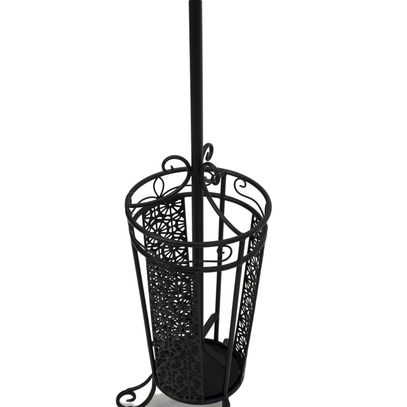Attaccapanni a stelo metallo nero con portaombrelli 30x30x185 cm
