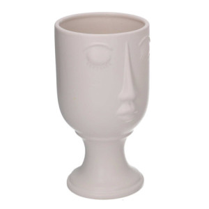 Portavaso ceramica viso bianco 12x11,2xH21 cm originale moderno