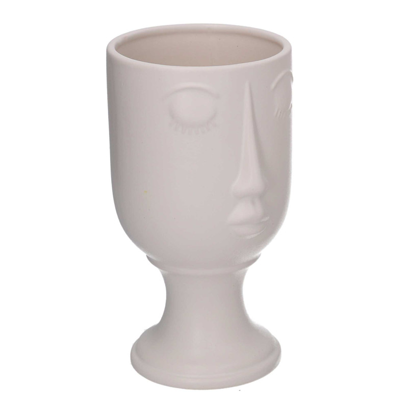 Portavaso ceramica viso bianco 12x11,2xH21 cm originale moderno