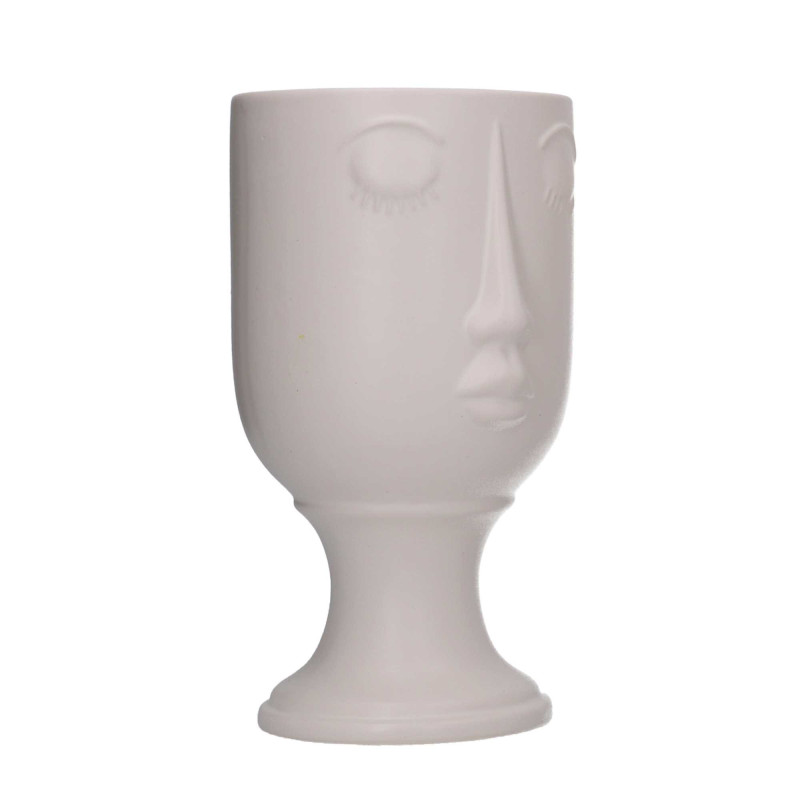 Portavaso ceramica viso bianco 12x11,2xH21 cm originale moderno