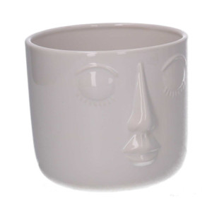 Portavaso ceramica viso bianco 16,7x15,9xH14,3 cm moderno