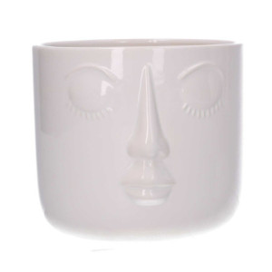 Zoom Portavaso ceramica viso bianco cm 16,7x15,9h14,3