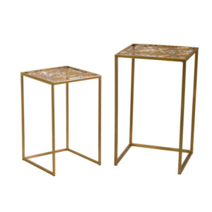 Colonnina metallo oro quadra 33x33xH55 cm elegante e moderna