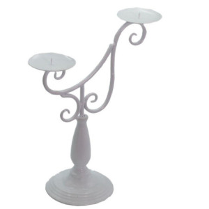 Portacandele metallo Arezzo bianco 2 posti 31x15,5xH44 cm elegante