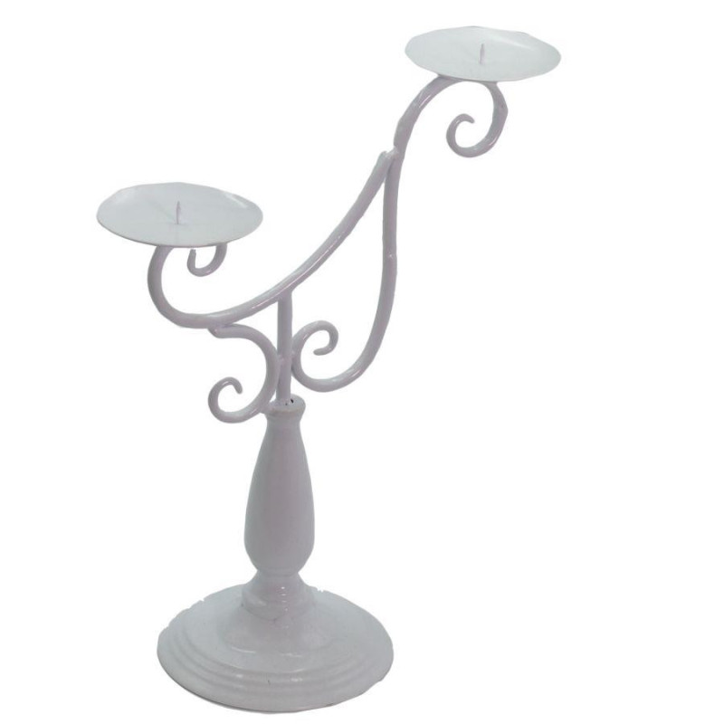 Portacandele metallo Arezzo bianco 2 posti 31x15,5xH44 cm elegante