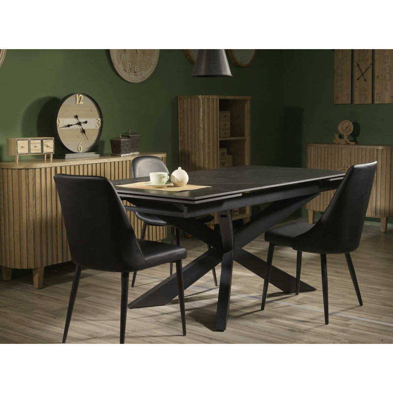 Tavolo Stark allungabile antracite top pietra 180-260x90x76 cm