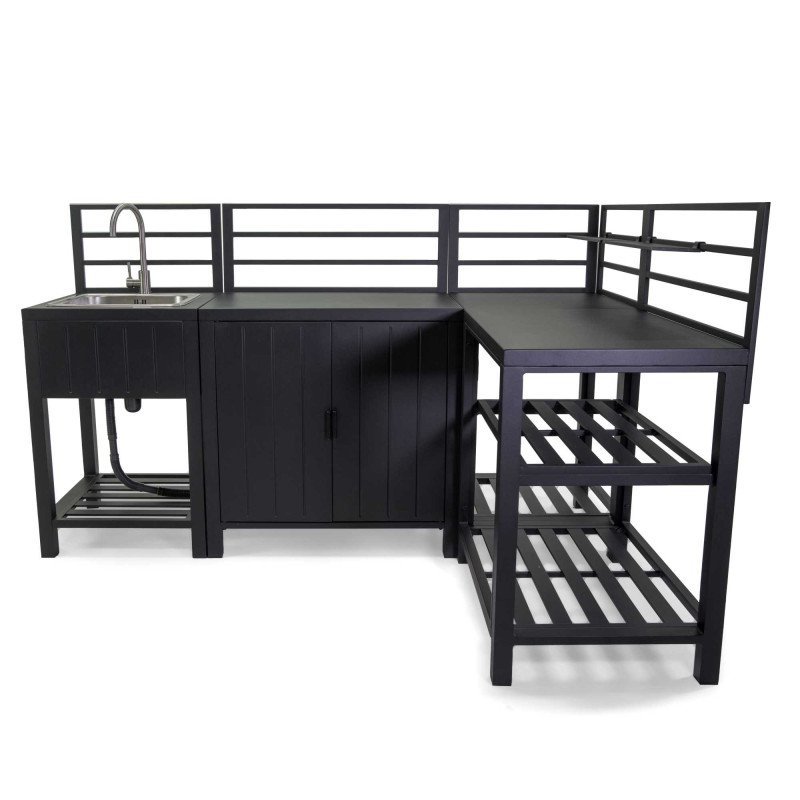 Mobile bar angolare Weston in alluminio antracite 151,5x211,5x60