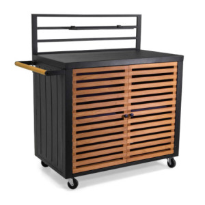 Zoom Mobiletto alluminio Idaho antracite 2 ante teak cm 114x57,5h120