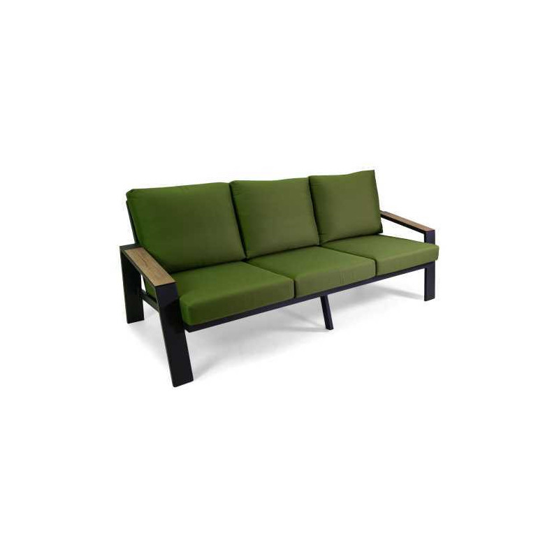 Salotto alluminio Riverside 3 posti antracite cuscini verdi