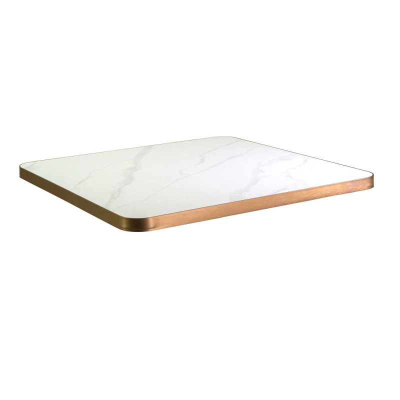 Top tavolo pietra sinterizzata marmo bianco oro 70x70 elegante