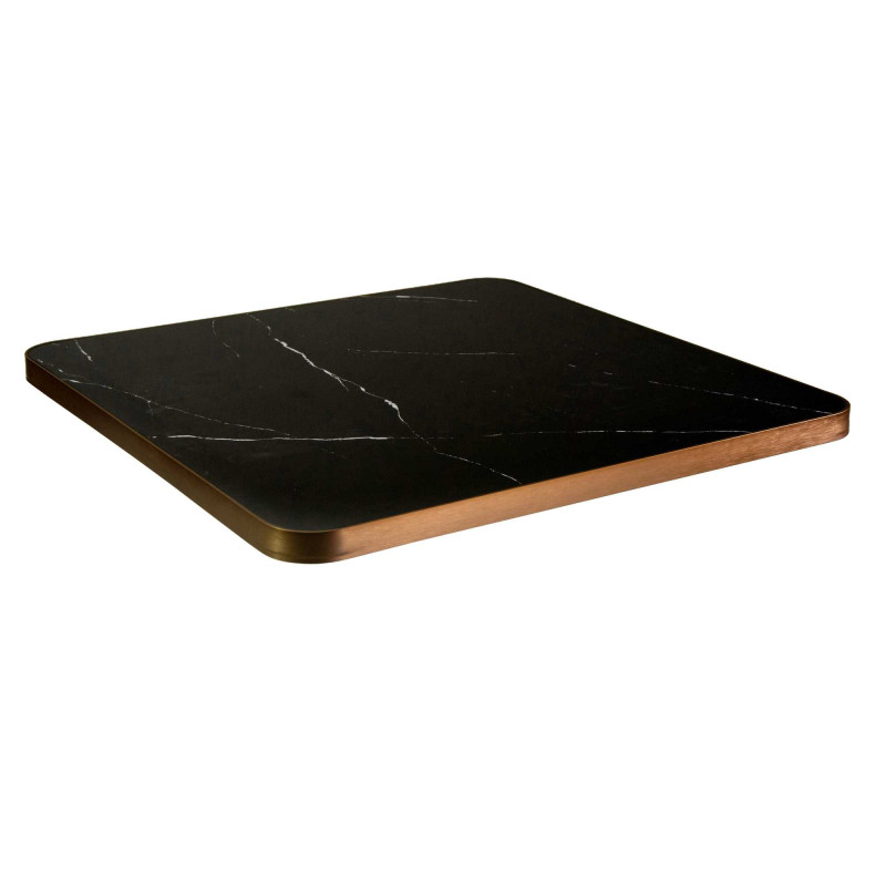 Top tavolo pietra sinterizzata marmo nero bordo oro 70x70 cm