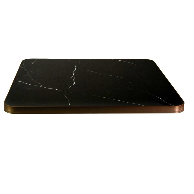 Top tavolo pietra sinterizzata marmo nero bordo oro 70x70 cm