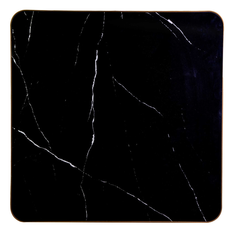 Top tavolo pietra sinterizzata marmo nero bordo oro 70x70 cm