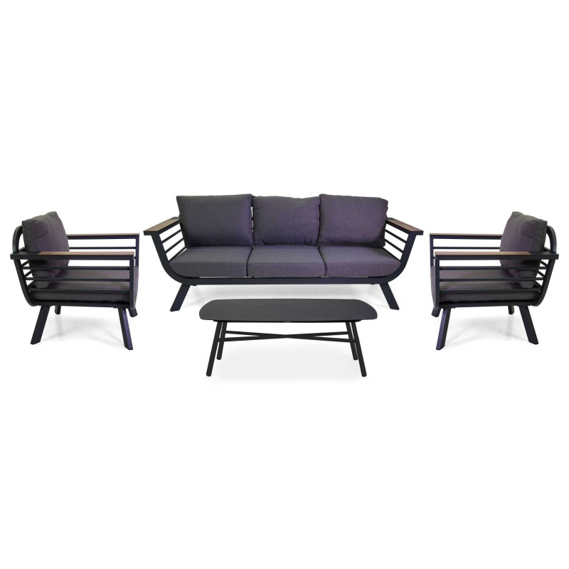 Salotto alluminio New Riverside antracite 3 posti bracciolo HPL