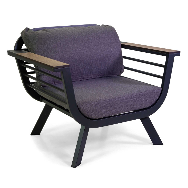 Salotto alluminio New Riverside antracite 3 posti bracciolo HPL