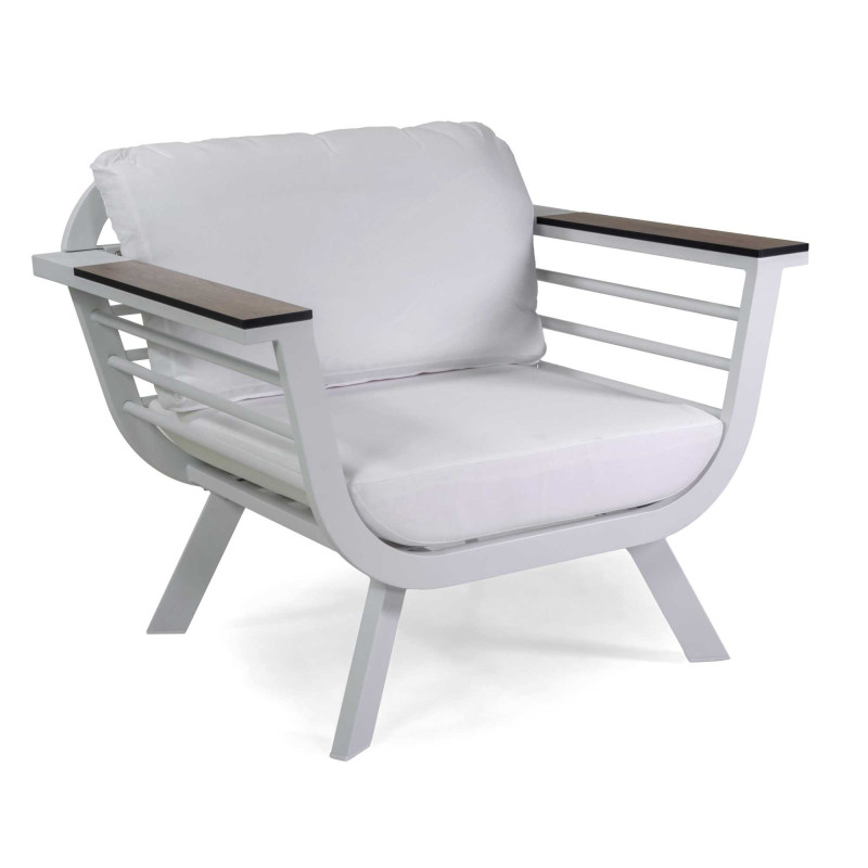 Salotto alluminio New Riverside bianco 3 posti bracciolo HPL