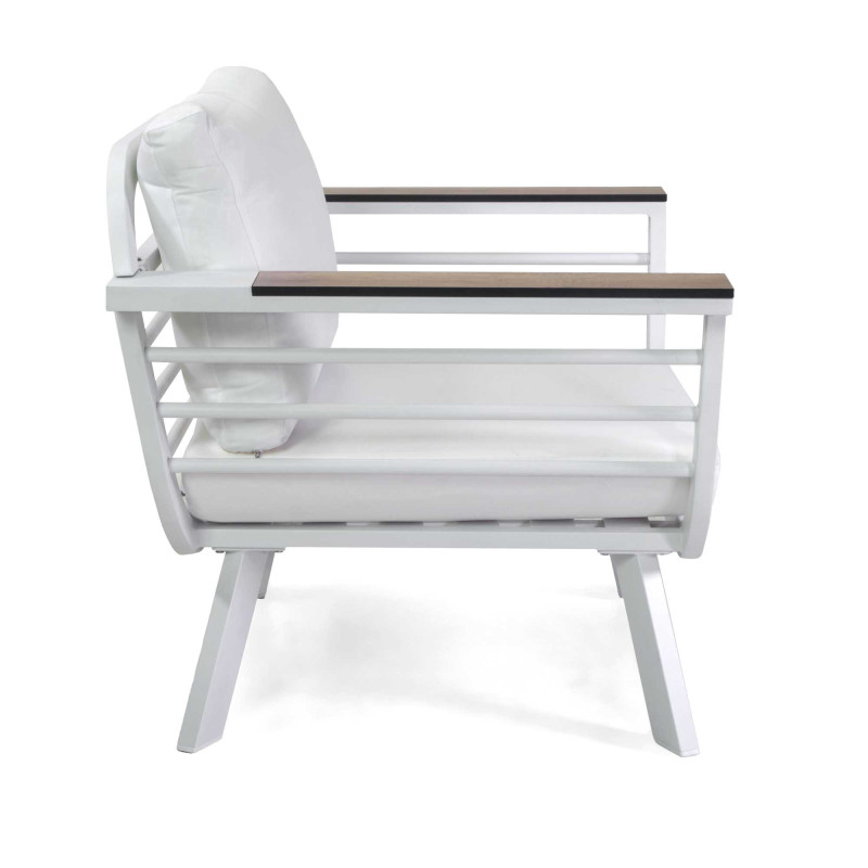 Salotto alluminio New Riverside bianco 3 posti bracciolo HPL