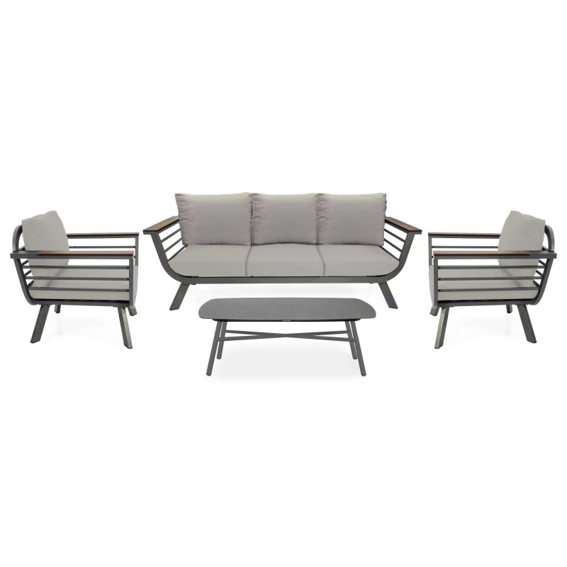 Salotto alluminio New Riverside 3 posti tortora bracciolo HPL