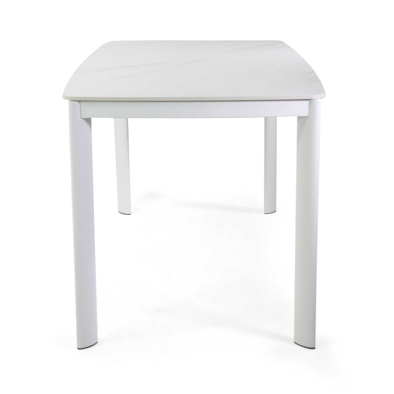 Tavolo alluminio Bakersfield top pietra bianco 160x80
