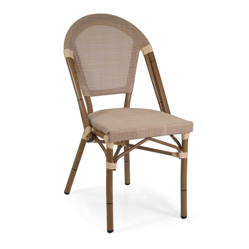 Sedia francese alluminio textilene naturale 46x56x87 elegante