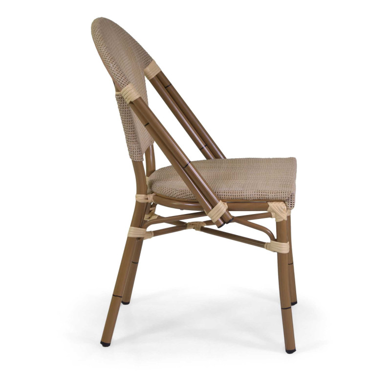 Sedia francese alluminio textilene naturale 46x56x87 elegante