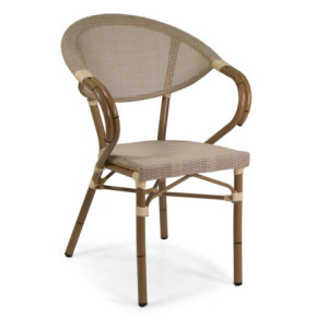 Poltrona francese alluminio textilene naturale 58x59x82 cm