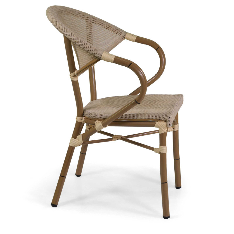 Poltrona francese alluminio textilene naturale 58x59x82 cm