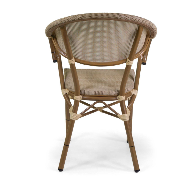Poltrona francese alluminio textilene naturale 58x59x82 cm