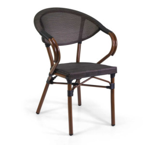 Poltrona francese alluminio textilene noce 58x59xH45/82 cm