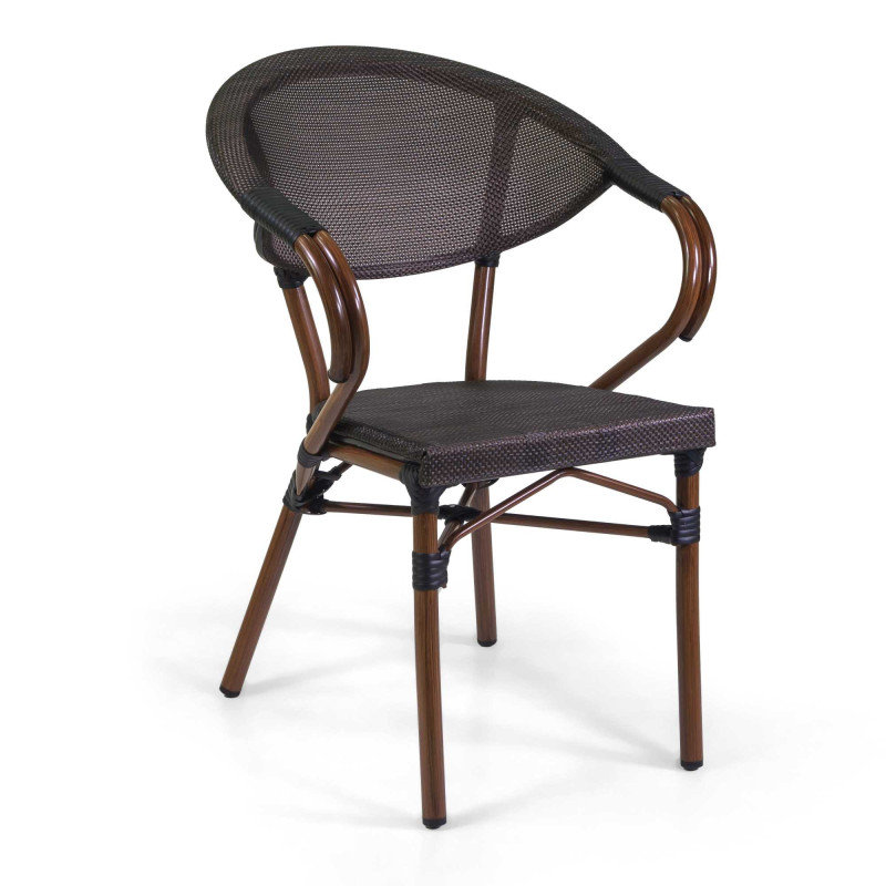 Poltrona francese alluminio textilene noce 58x59xH45/82 cm