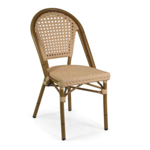 Sedia francese alluminio polyrattan naturale cm 46x56h45/87