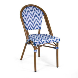 Sedia francese alluminio naturale polyrattan bianco blu cm 46x56h45/87