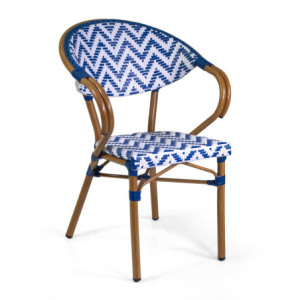 Poltrona francese alluminio polyrattan bianco blu 58x59xH45/82