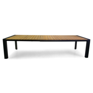 Zoom Tavolo alluminio allungabile Saigon antracite top teak cm 200/260/320x100h76